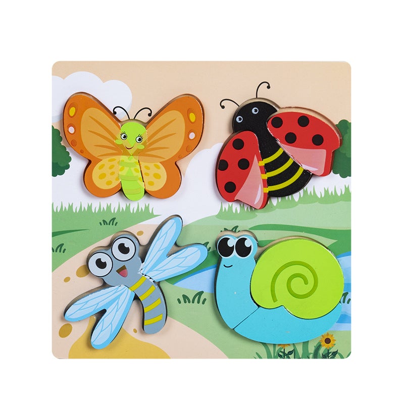 Three-Dimensional Puzzle Wooden Children'S Puzzle 4-6 Early Education Cognitive Animal Traffic Shape Matching 3D Wooden Toys - Image 1